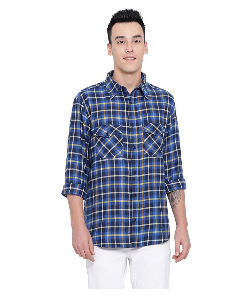     			Oxolloxo 100 Percent Cotton Blue Checks Shirt