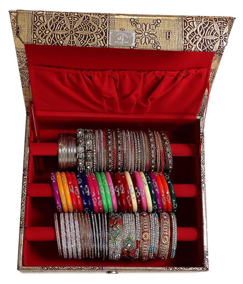 Trendifly Wooden 1 Piece 3 Rod Bangle Storage Box (Gold) Buy Trendifly