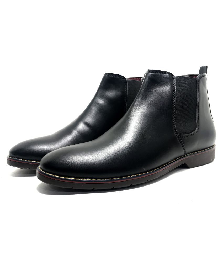 black chelsea boots no heel