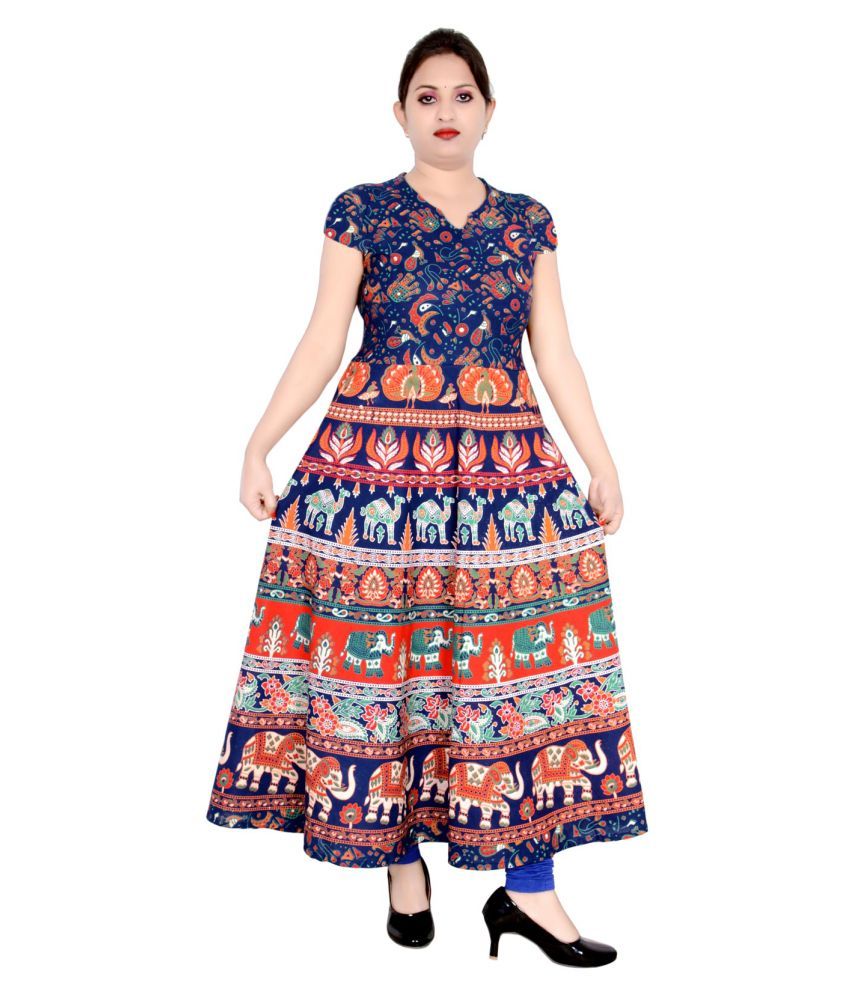     			Sttoffa - Blue Cotton Women's Flared Kurti