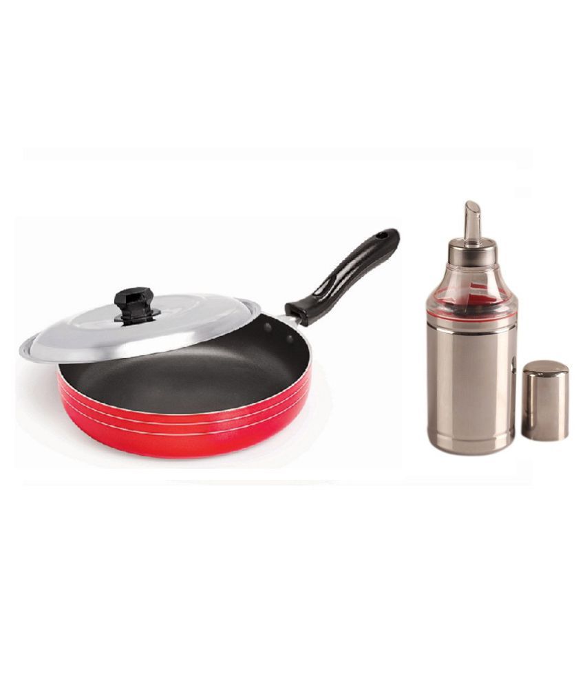     			Dynore Fry Pan with Steel Oil Container/Dispenser Set of 2 500 mL
