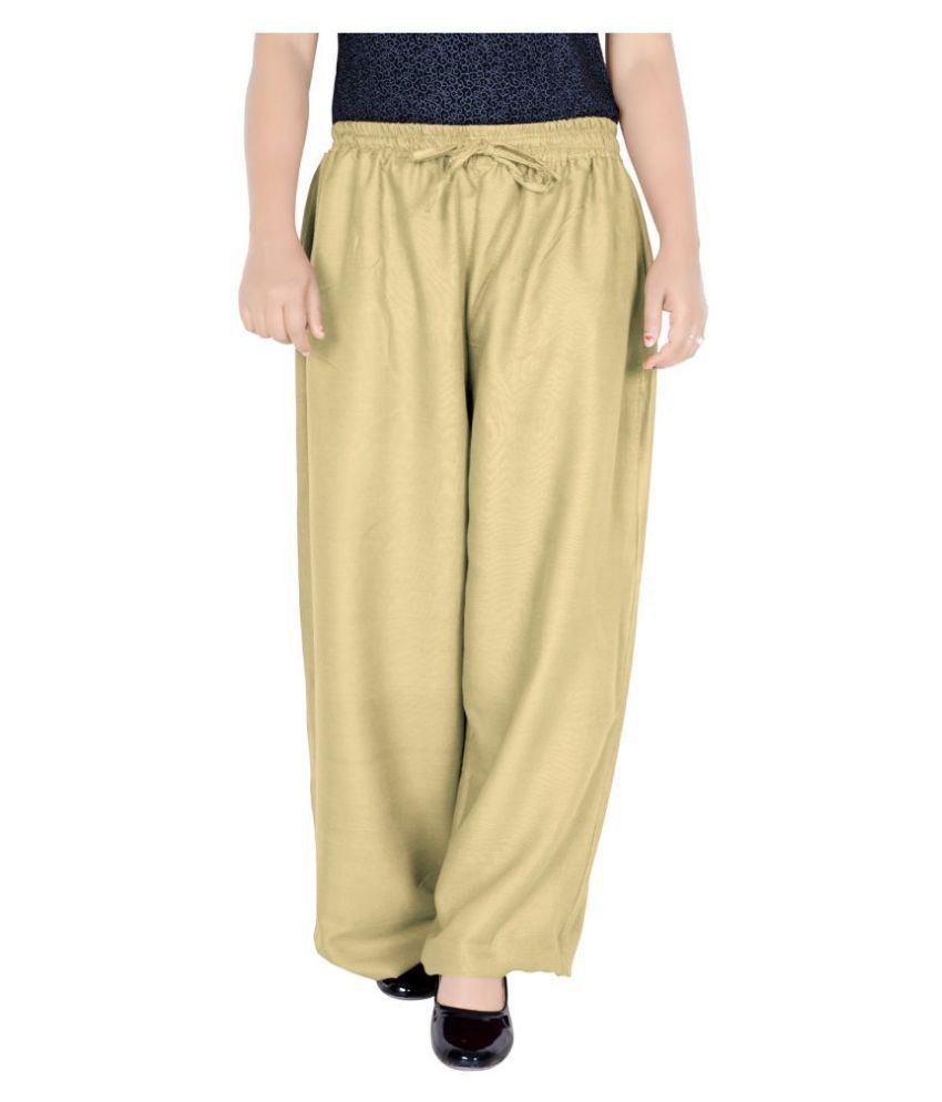     			Sttoffa - Beige Rayon Flared Fit Women's Casual Pants  ( Pack of 1 )