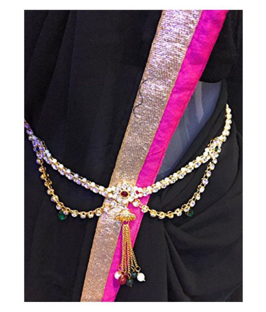 XLDreams Unique American Diamond and Pearl waist chain/kamarband/belly