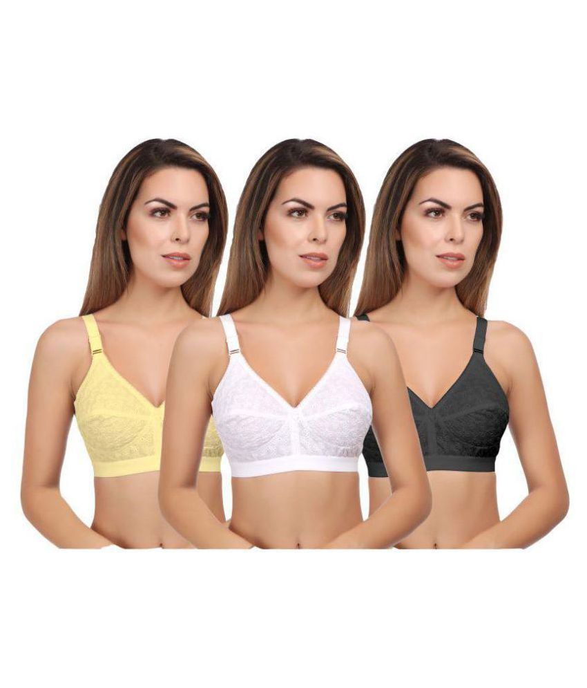     			Eve's Beauty Pack of 3 Cotton Non Padded Women's Bralette Bra ( Multi Color )