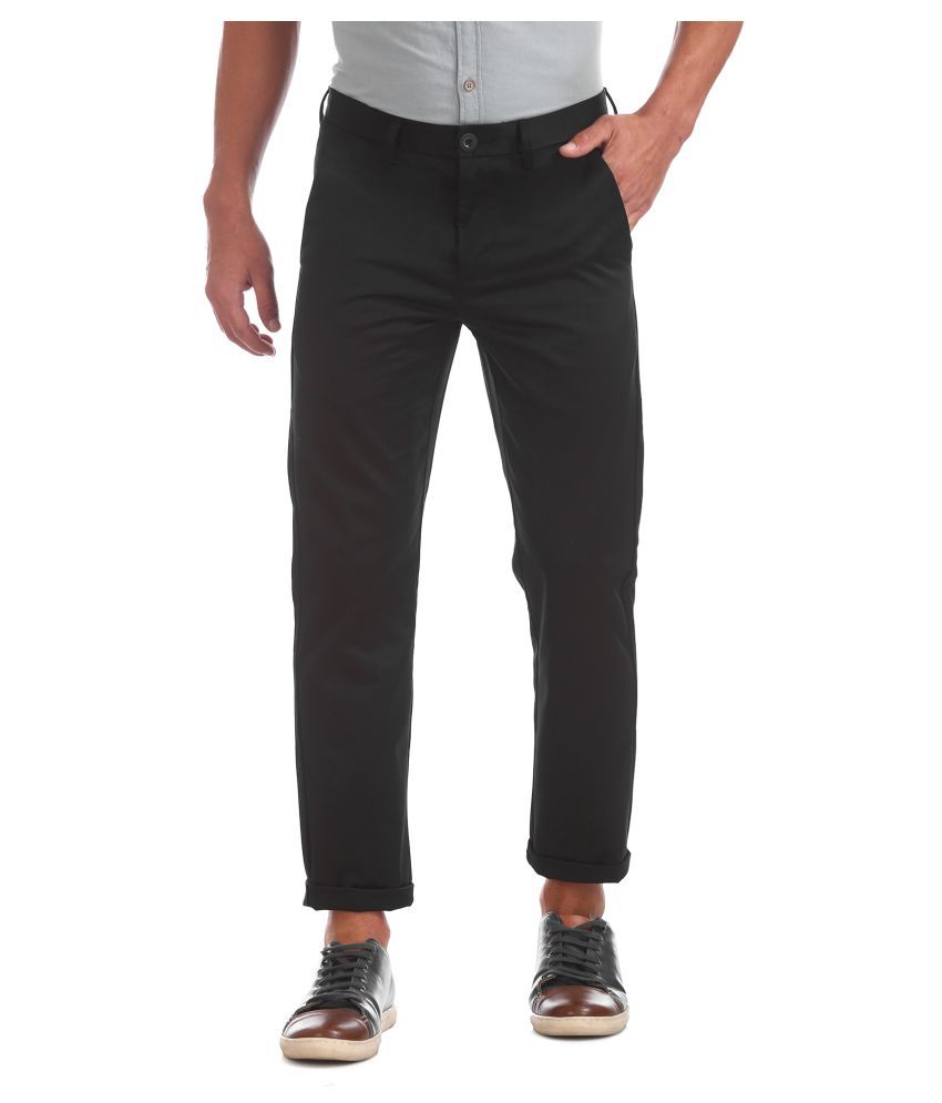     			Ruggers Black Slim -Fit Flat Trousers