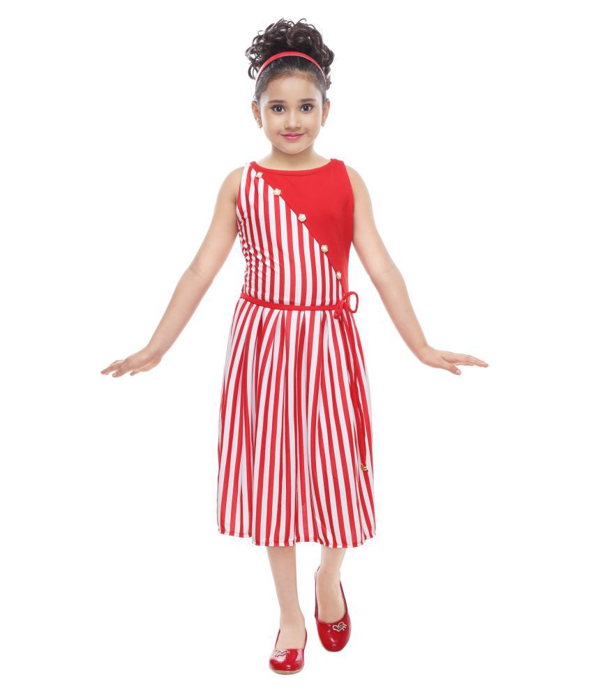 DIGIMART Girls Midi/Knee Length Party Dress (Red, Sleeveless) - Buy ...