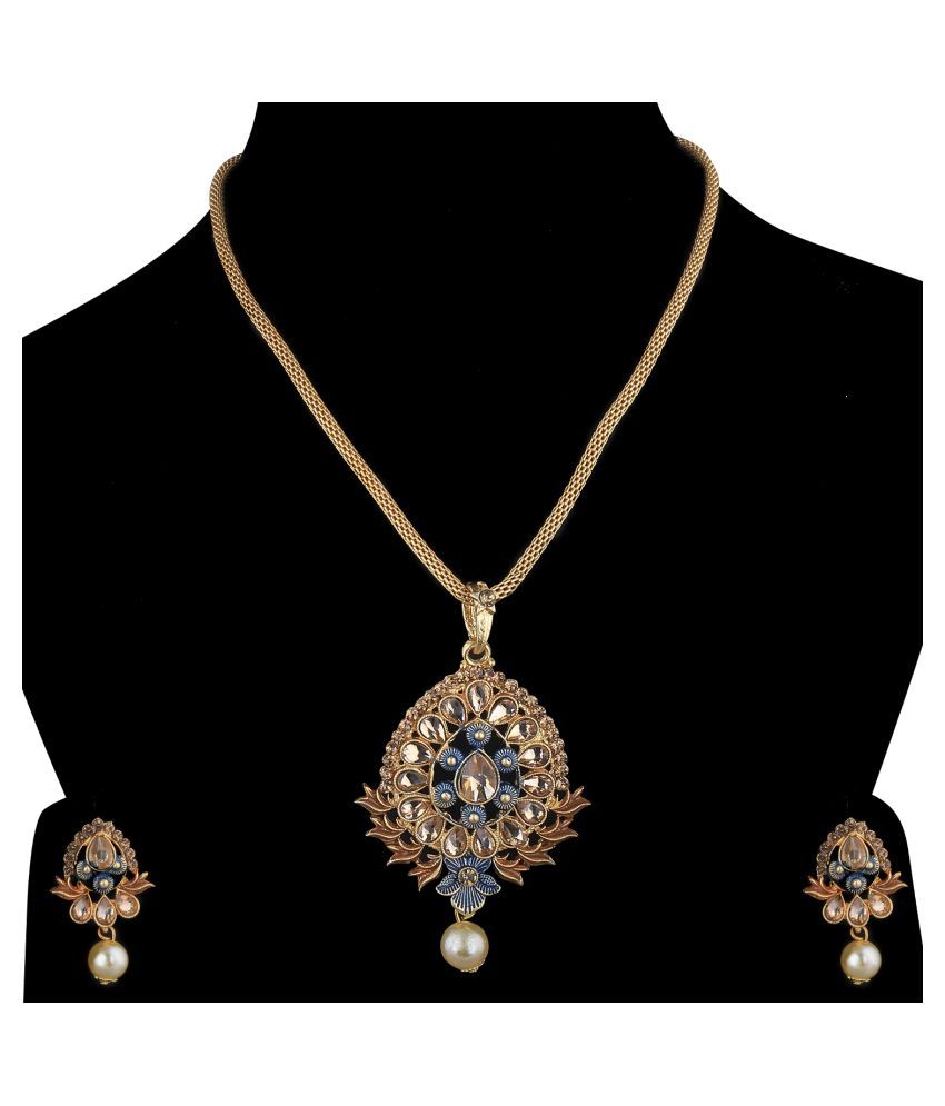 SILVERSHINE Delicate Gold plated Traditional Necklace Pendant set for women jewellery Buy