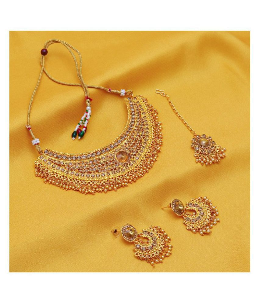 Sukkhi Alloy Golden Traditional 18kt Gold Plated Necklaces Set - Buy ...