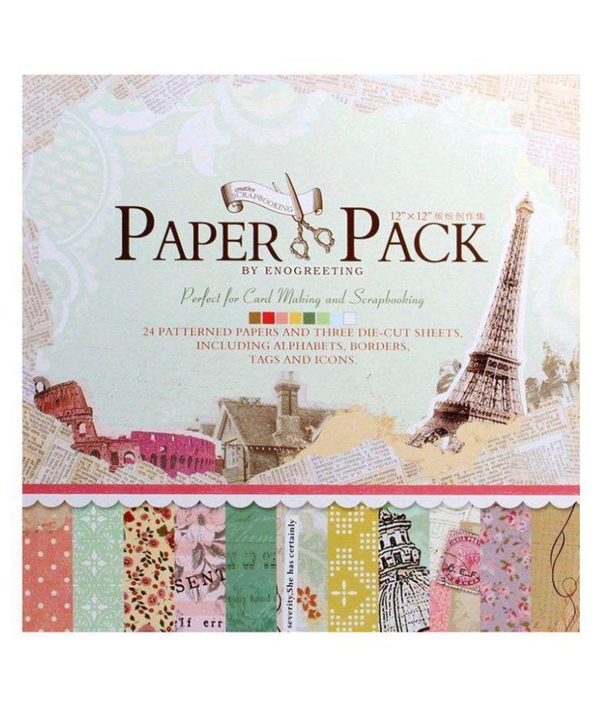 Decorative Card Making Scrap Book Paper Pack Theme Reminiscence, 12 x 12 Inch (24 Patterned ...