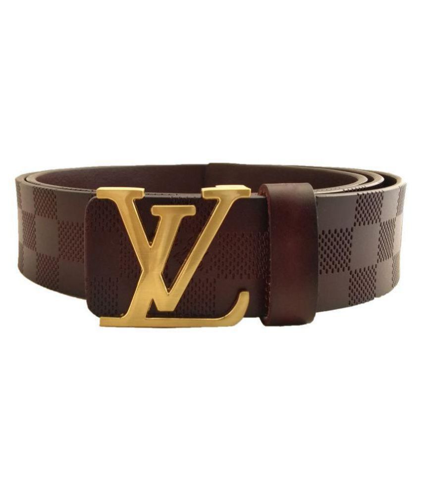 LV Belt Origenal Leather Casual Belt - Pack of 1 Brown Leather Casual Belt: Buy Online at Low ...