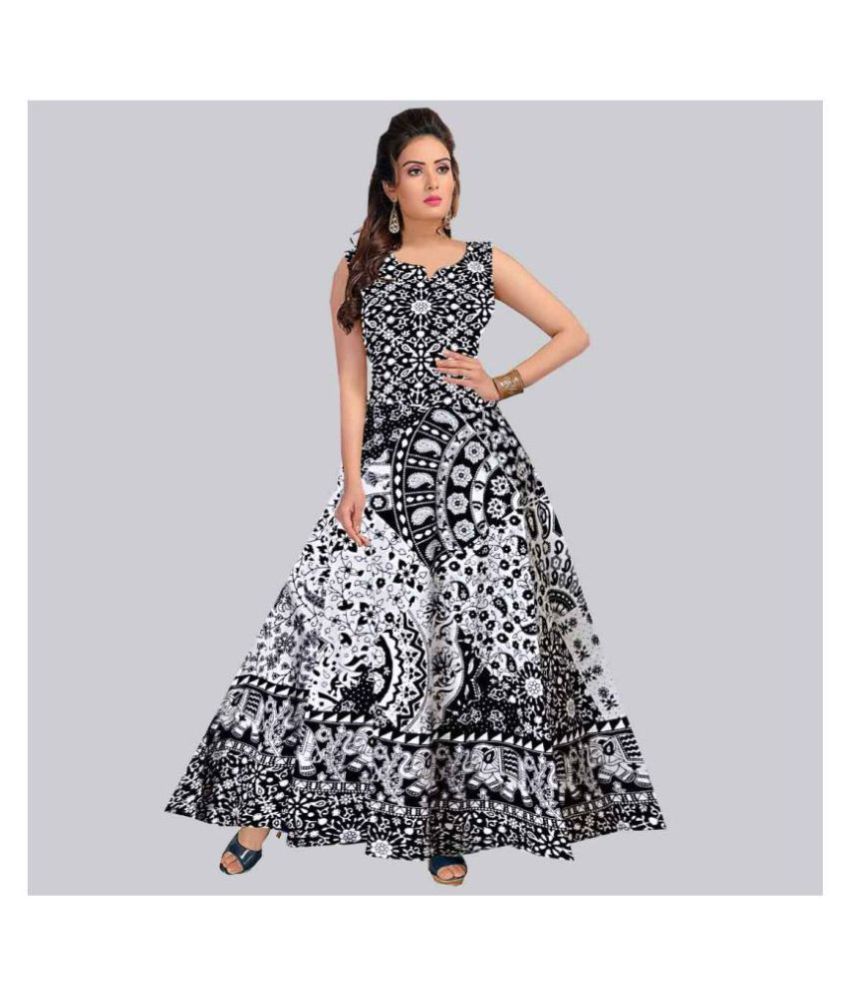     			Rangun Cotton Black A- line Dress