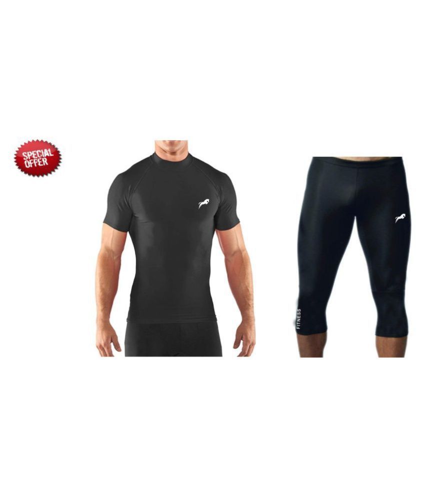     			Just rider Gym Wear Half Sleeve T-Shirt with Capri Sports Exercise/Gym/Running/Yoga/Other Outdoor Inner wear for Gym