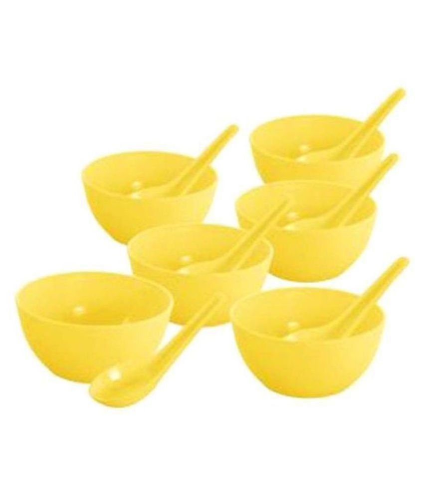 FSN 6 MICROWAVE SAFE PLASTIC SOUP BOWL( 250 ML) AND 6 SOUP SPOONS Buy Online at Best Price in