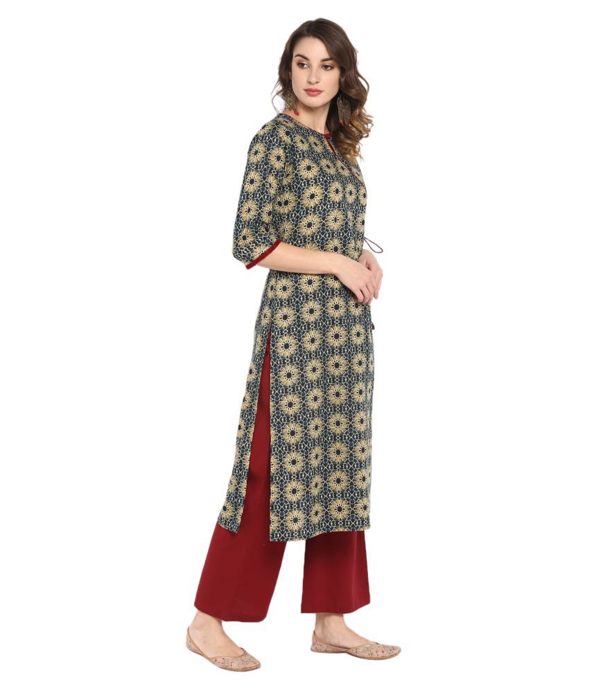 women's cotton kurti with palazzo pants set