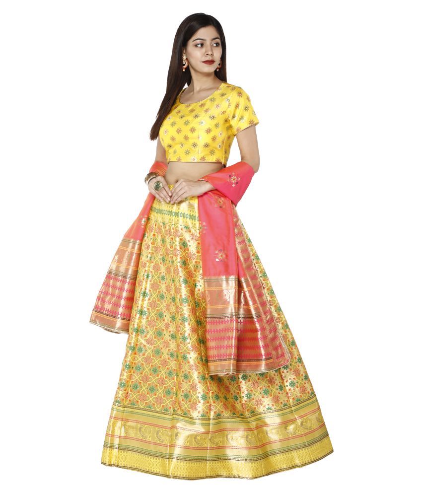banarasi yellow lehenga