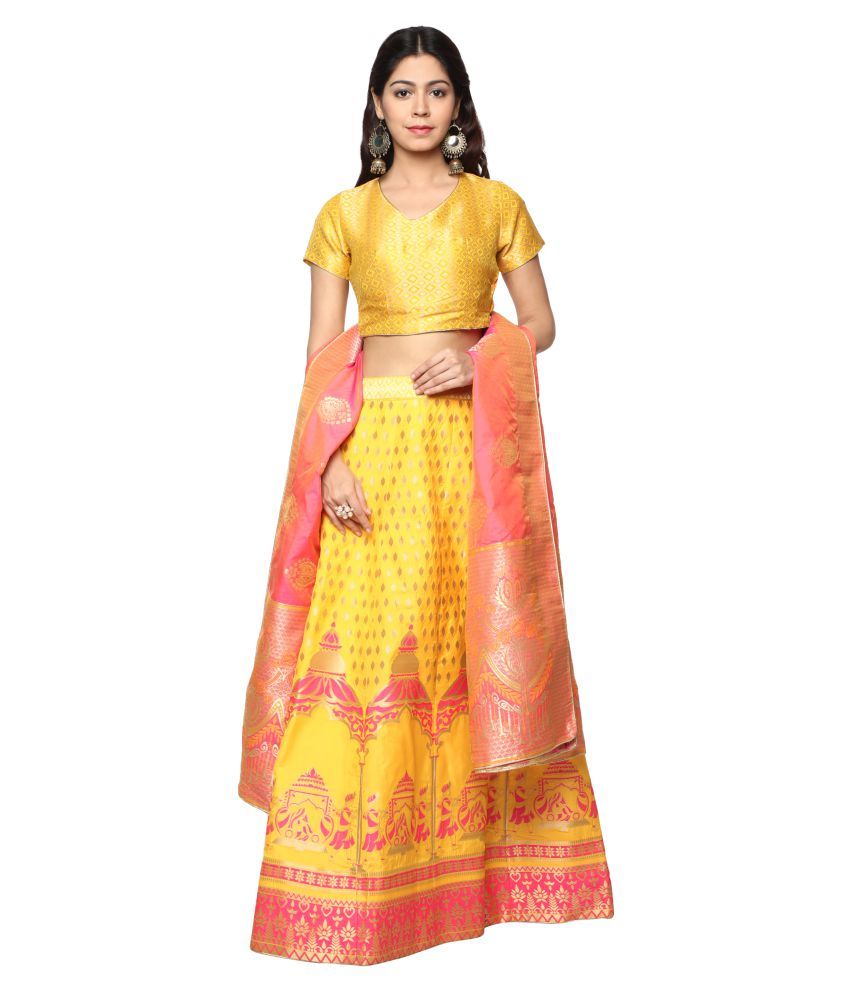 banarasi yellow lehenga