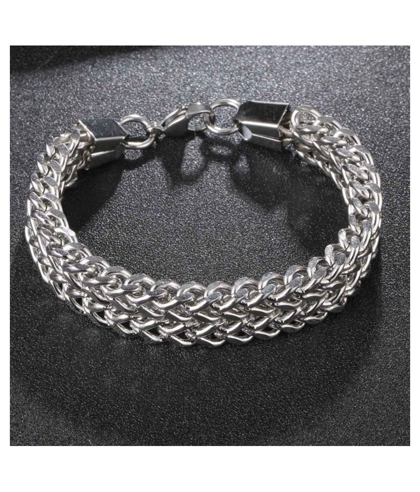     			The Jewelbox Silver Stainless Steel Bracelets