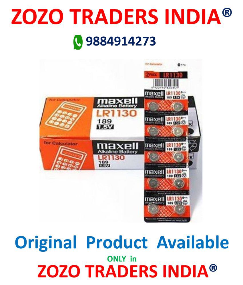     			ZOZO TRADERS INDIA®  Maxell LR1130 Micro Alkaline 1.5V Button Coin Cell (10 Pieces)