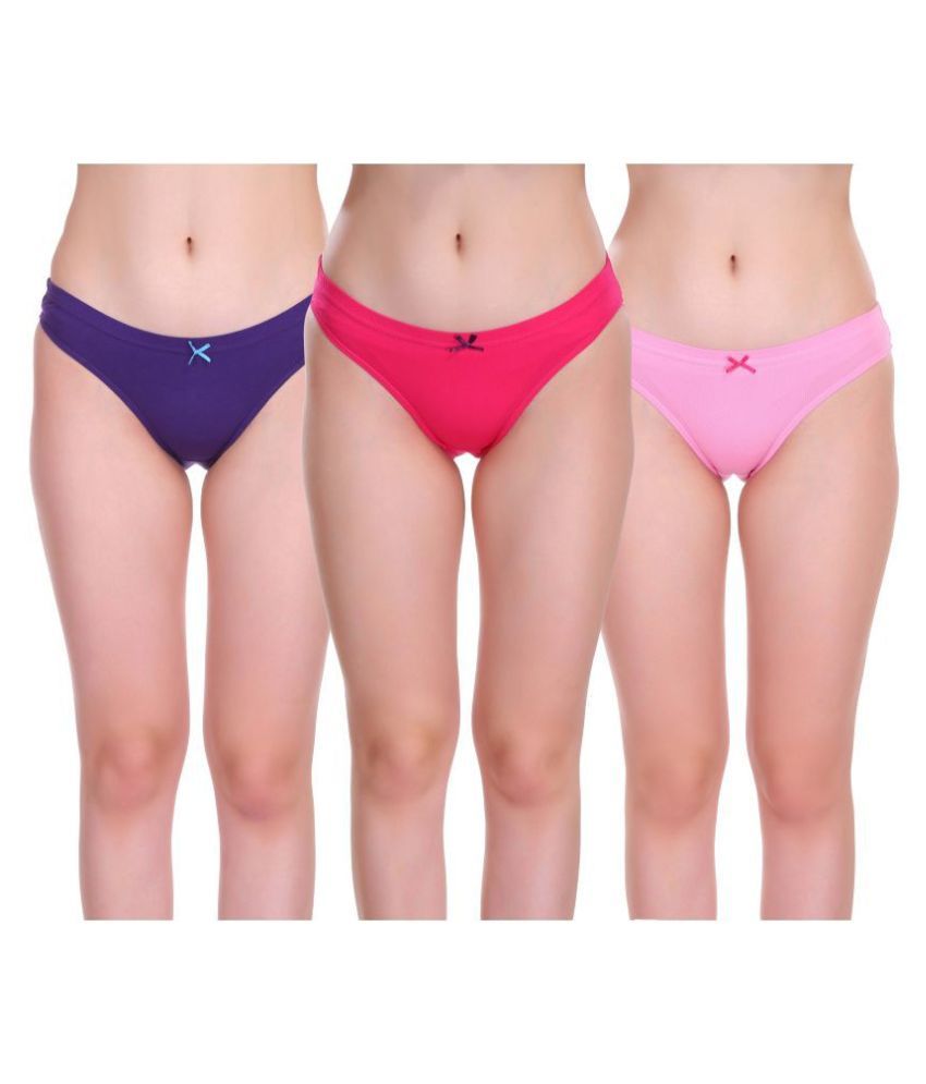     			Eve's Beauty Pack of 3 Cotton Lycra Women's Bikini Panties ( Multi Color )