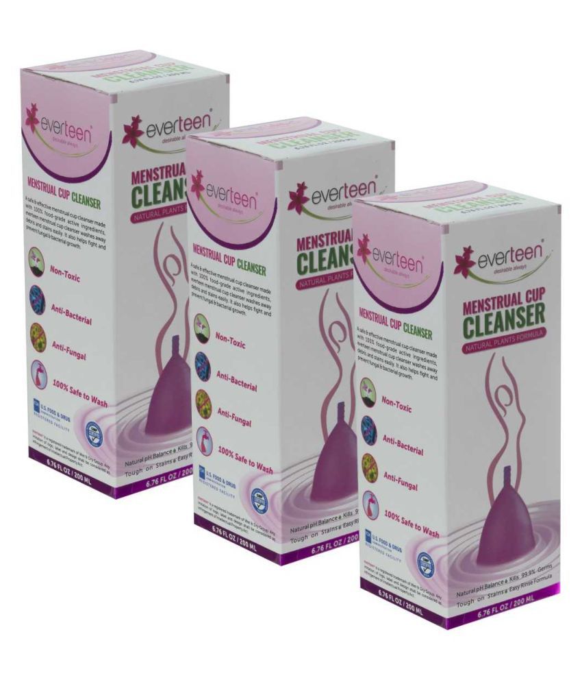 Everteen Menstrual Cup Cleanser 3 Packs (200ml Each) Intimate Cleansing Liquid Lemon 600 mL Pack of 3