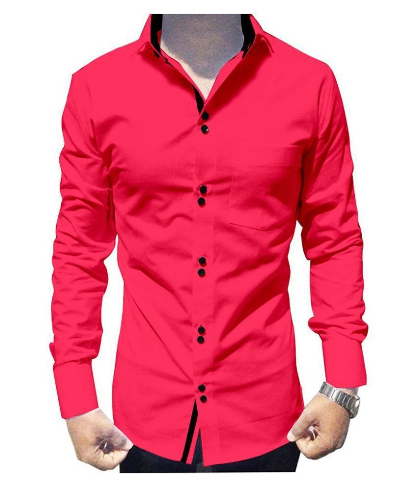     			SUR-T Cotton Blend Pink Solids Shirt