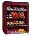 BigKart Multi Purpose Foldable Shoe Rack Cabinet Organiser 4 Shelves, Dust Proof, Maroon Iron and Non Woven Fabric