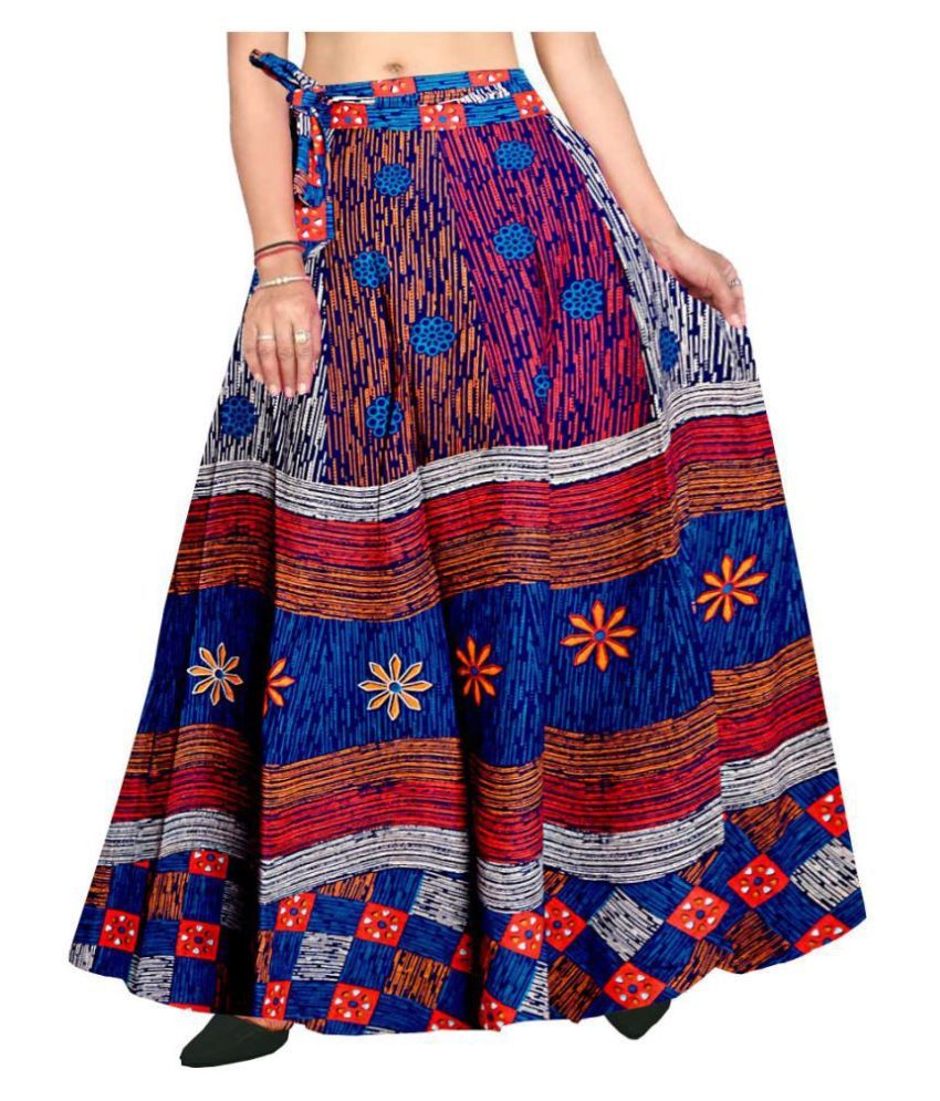 Buy JWF Cotton Wrap Skirt - Multi Color Online at Best Prices in India ...