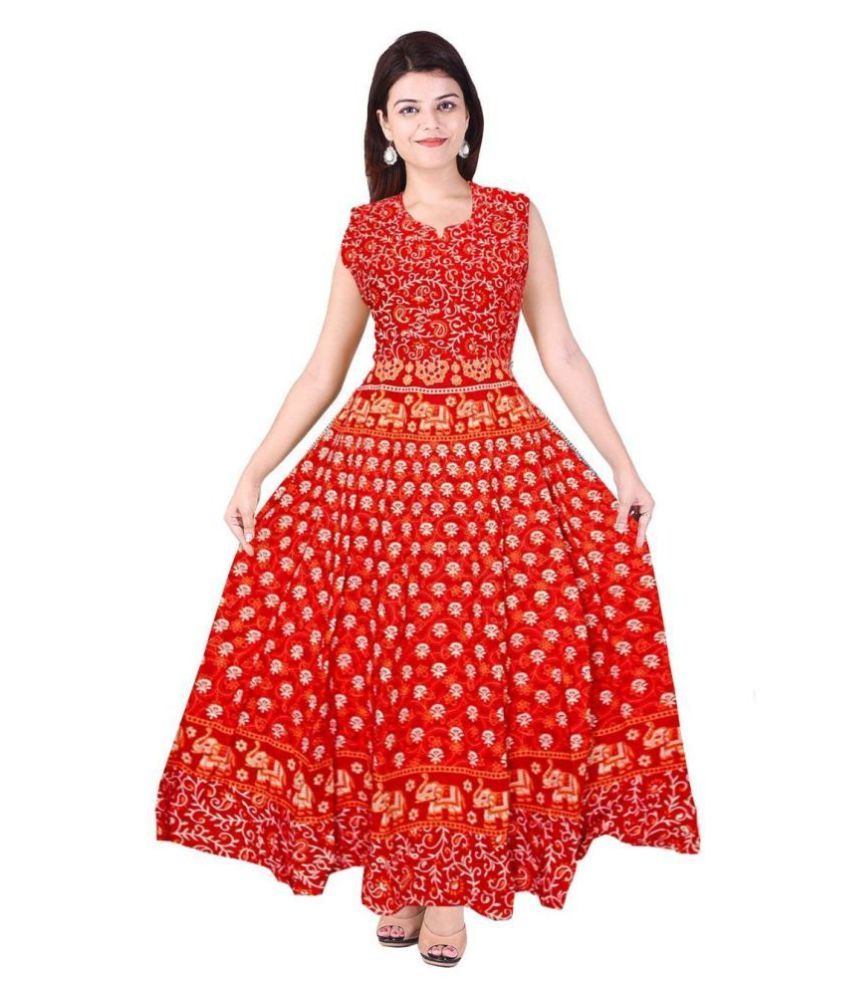     			Rangun Cotton Red Regular Dress