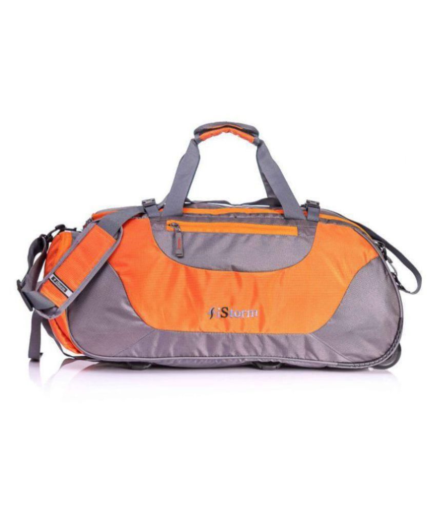 orange leather duffle bag