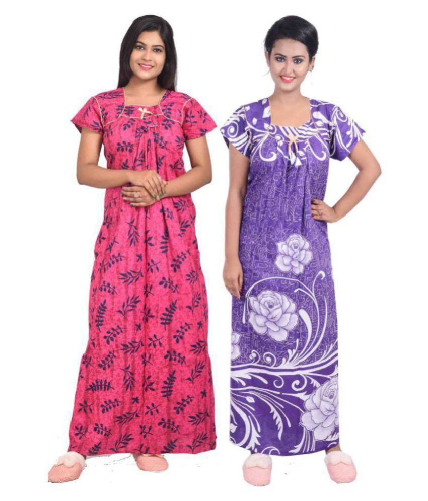Buy Chakraborty Cotton Nighty & Night Gowns - Multi Color Online at Best Prices in India - Snapdeal