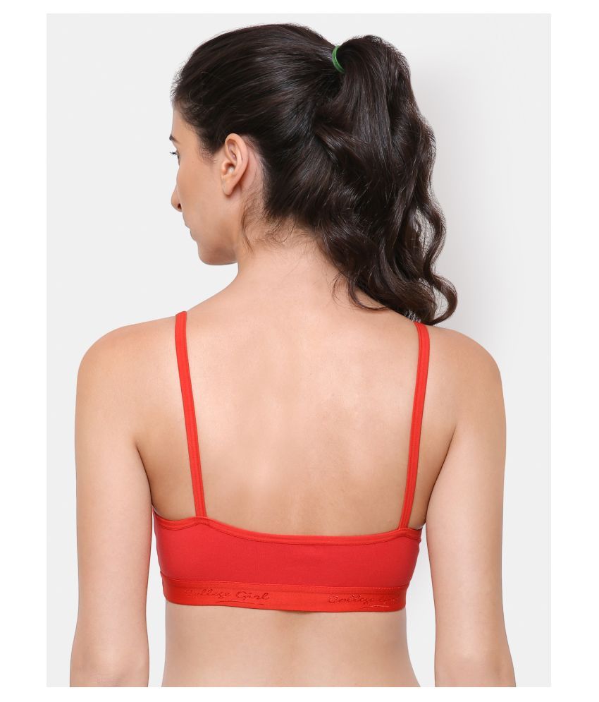 Buy COLLEGE GIRL Red Cotton Solid Sports Bra Online at Best Prices in