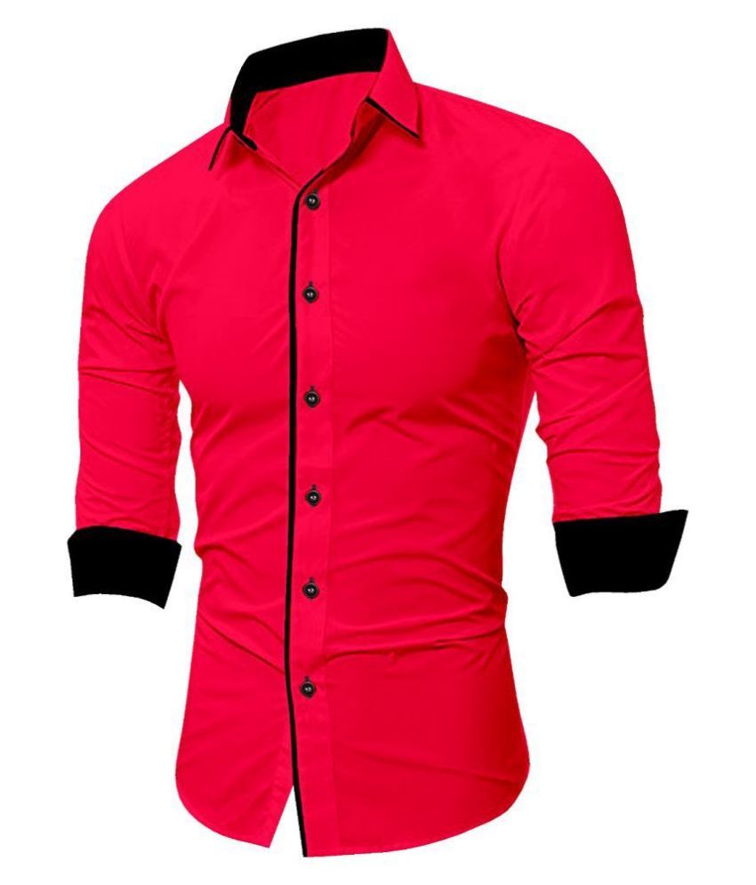     			SUR-T Cotton Blend Red Solids Shirt