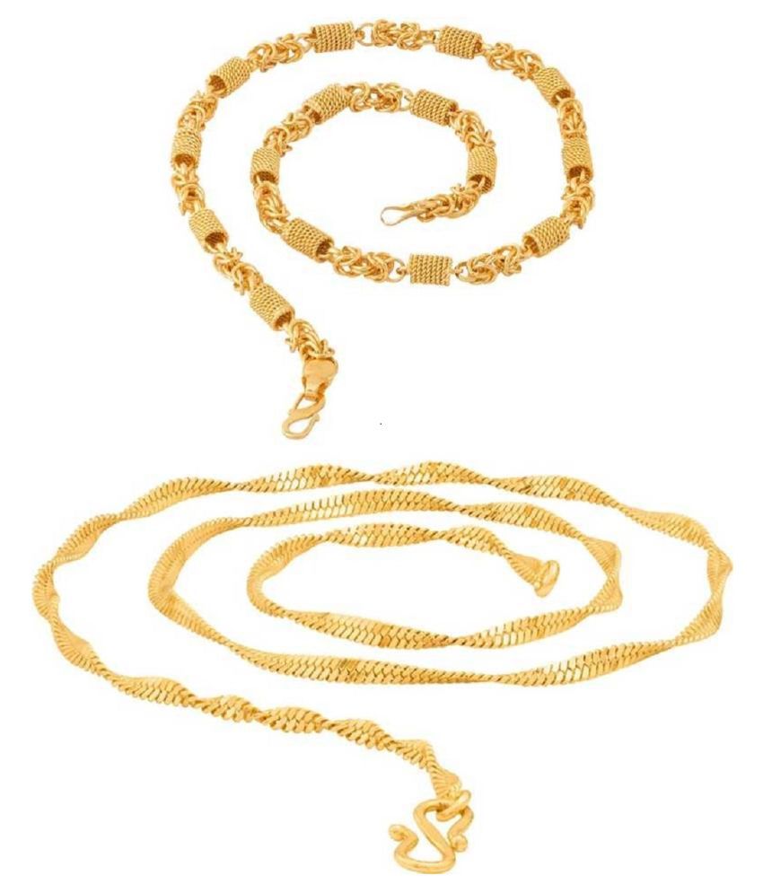     			Shine Art Traditional Gold Plated Round Cut and Disko Designer Combo of-2 Chain for Men & Boys