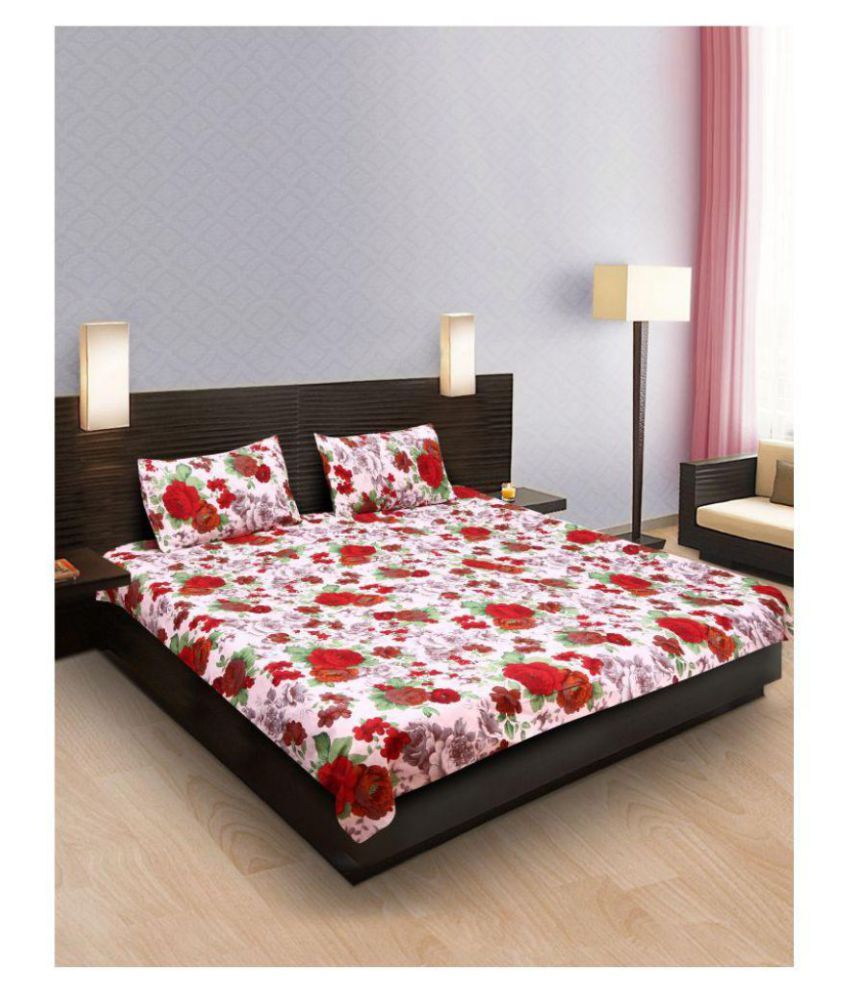     			E-Retailer Poly Cotton Double Bedsheet with 2 Pillow Covers