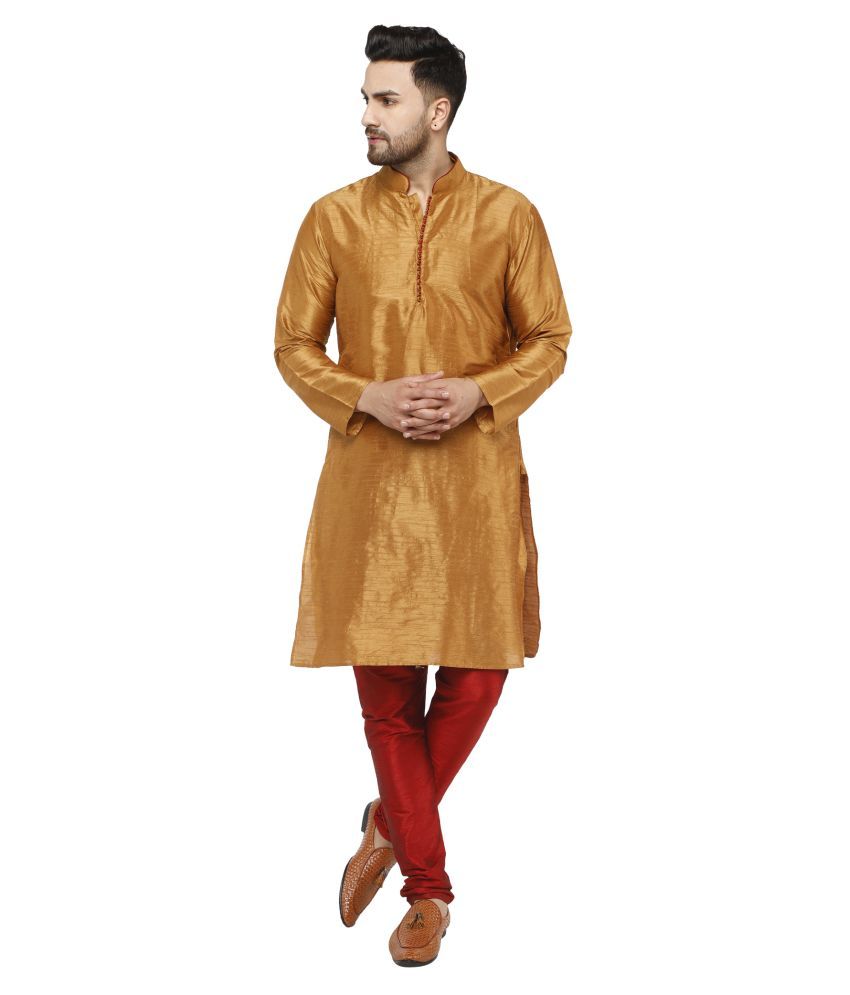     			SKAVIJ Brown Silk Blend Kurta Pyjama Set