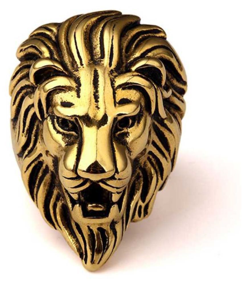     			Karmaah Gold/Silver/Black Lion Ring High Quality Best Trending Latest Design For Men & Boys Biker Ring