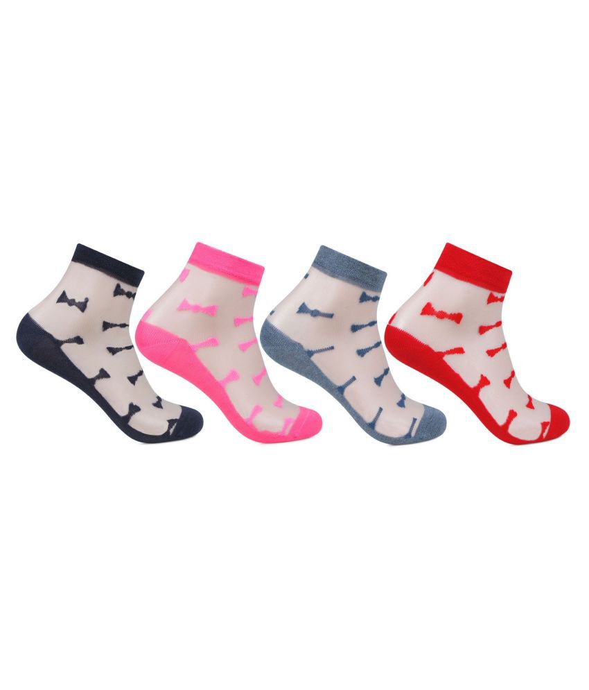     			Bonjour - Multicolor Cotton Blend Women's Ankle Length Socks ( Pack of 4 )