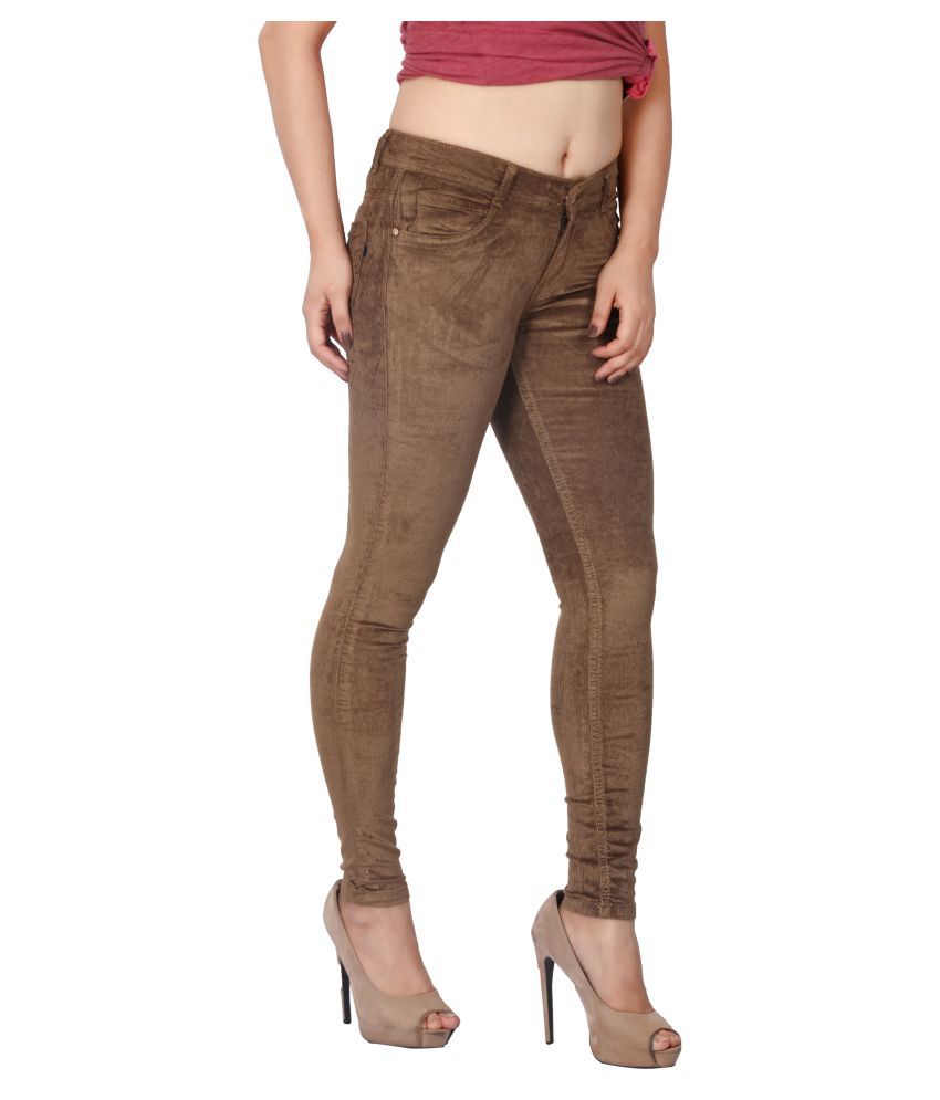 brown graphic jeans