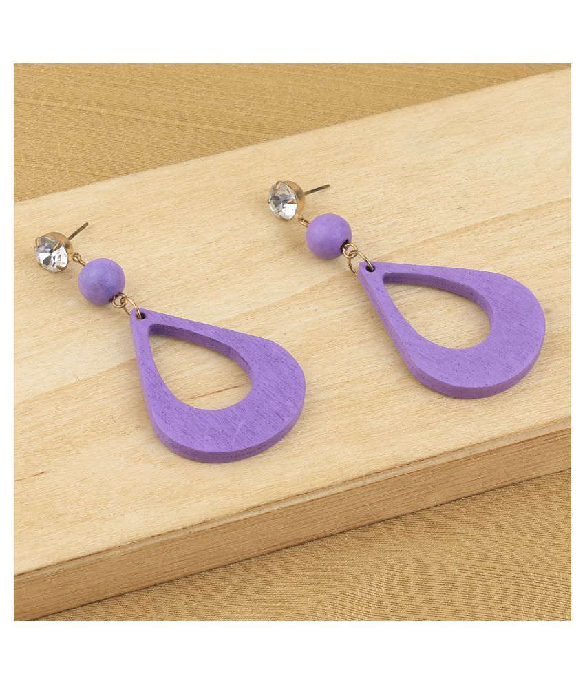     			SILVER SHINE Party Wear Natural Diamond Wooden Earring for Perfect and Different Look For women