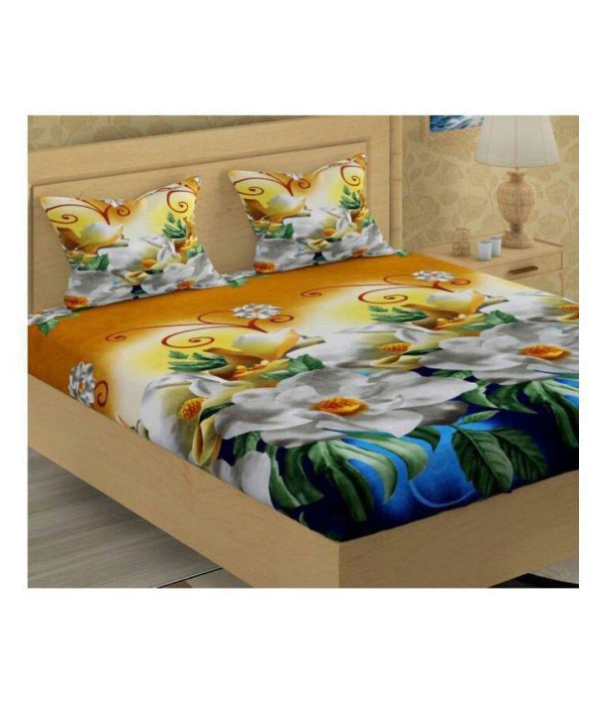     			Ak Traders Poly Cotton Double Bedsheet with 2 Pillow Covers