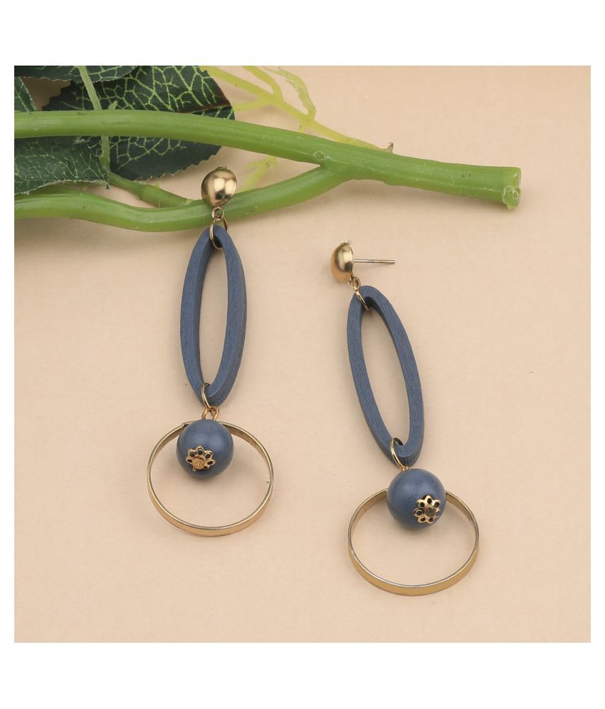     			SILVER SHINE Ethnic Party Wear Dangler Wooden Earrings For Girls and Women