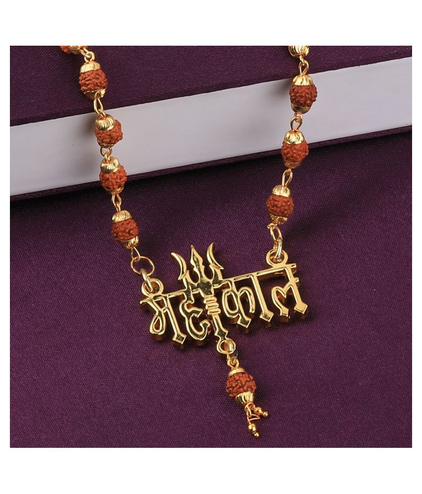     			SILVER SHINE Religious Rudraksh Mala  Mahakal Shiva Gold Pendant for Men and Women