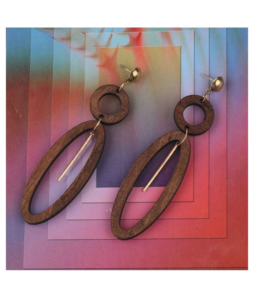     			SILVER SHINE Stylish Light Weight   Wooden Earrings For Girls and Women