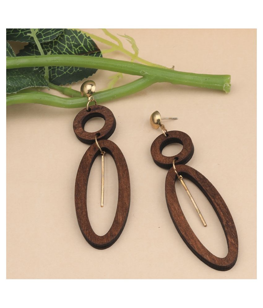     			SILVER SHINE Stylish Light Weight   Wooden Earrings For Girls and Women