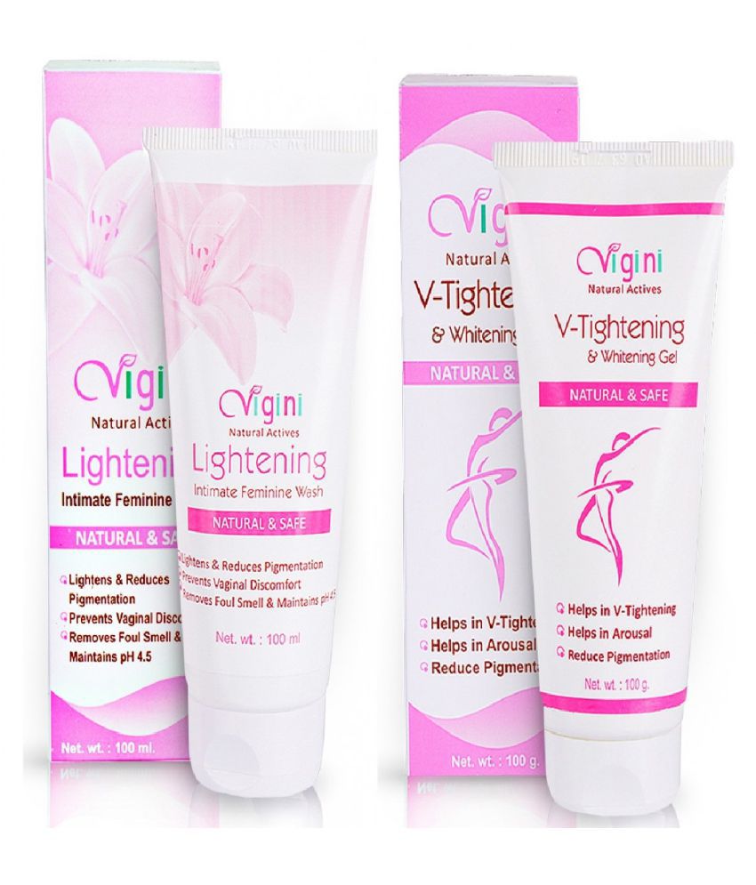     			Vigini 100% Natural Actives Whitening &V Tightening Gel Intimate Cleansing Liquid 200 mL Pack of 2