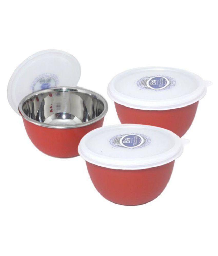 Bartan Hub Microwave safe  Red Storage Bowls - Pack of 3