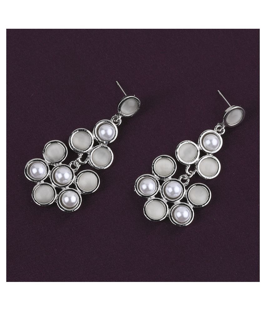     			SILVER SHINE Party Wear Silver Pearl Earring For Women Girl