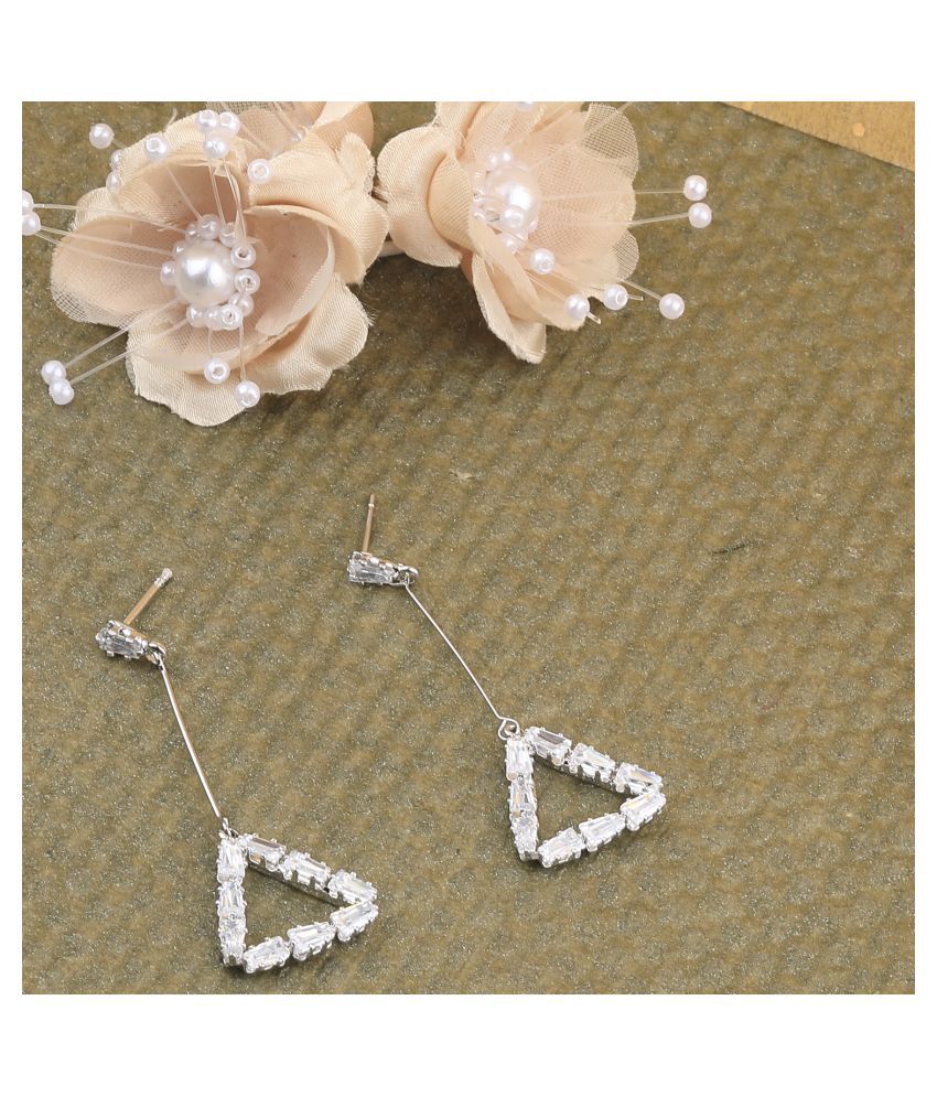     			SILVER SHINE Silver Plated Stylish Diamond Dangle  Earring For Women Girl