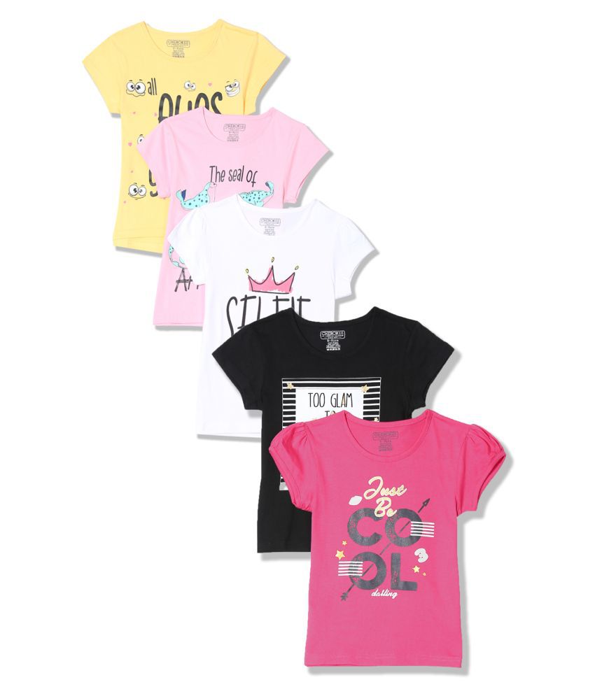 Girls Printed T-Shirt - Pack Of 5 - Buy Girls Printed T-Shirt - Pack Of ...