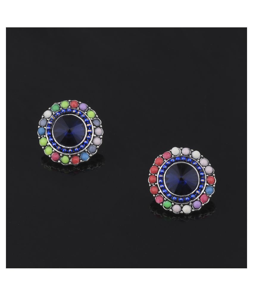     			SILVER SHINE Antique Party Wear Multi Colour Stud Diamond Earring For Women Girl